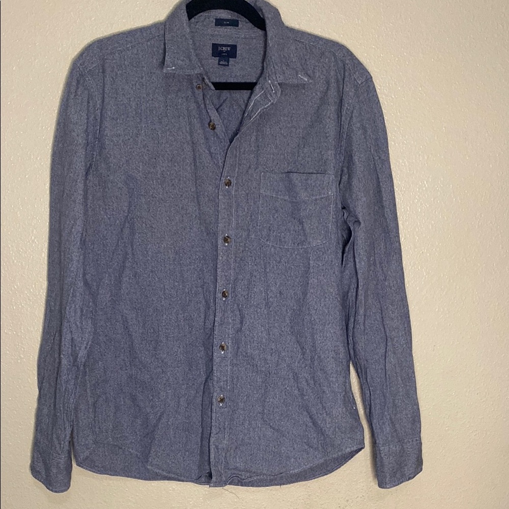 J. Crew Factory Blue Casual Button Down Slim Shirt 100% cotton Large